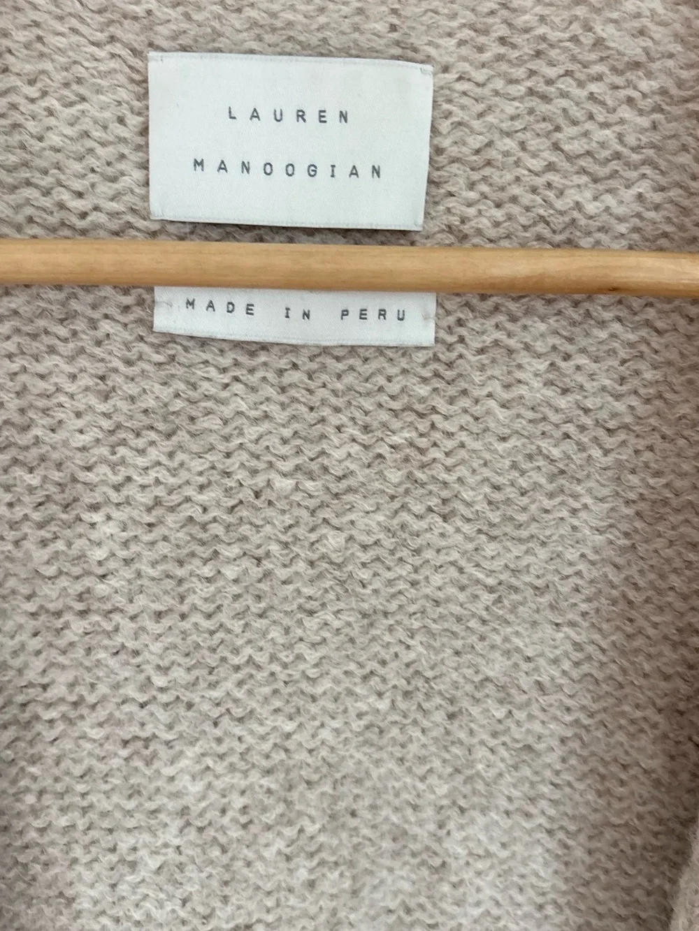 Lauren Manoogian alpaca blend open cardigan hessian beige